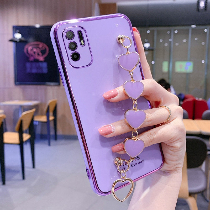 For Redmi Note11 Case Luxury Electroplated Heart Bracelet Holder Cases For Redmi Note 10 10S 10Pro 9S 9T 8Pro 8T 7 7A 8A 9 9A 9C