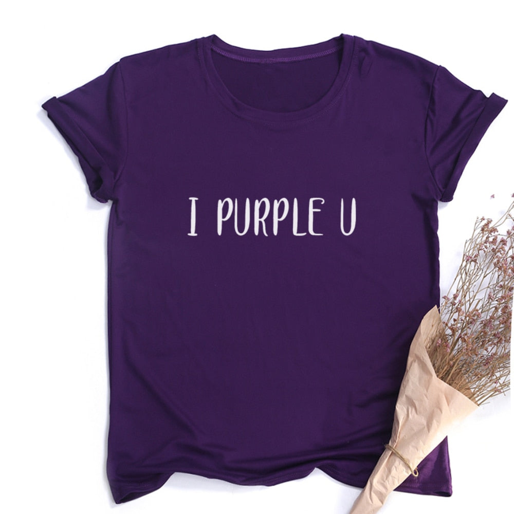 Female Short Sleeve KPOP I PURPLE U T-shirt Aesthetic High Quality Haut Femme Summer Top Tee Shirt Streetwear Cute Tshirts