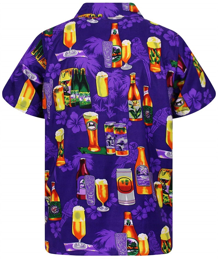 Hawaiian Shirt 3d Print Beer Short-sleeved Cuban Shirt Beach Wear Tshirt Top Party Vintage Style For Men Women Men's Clothing