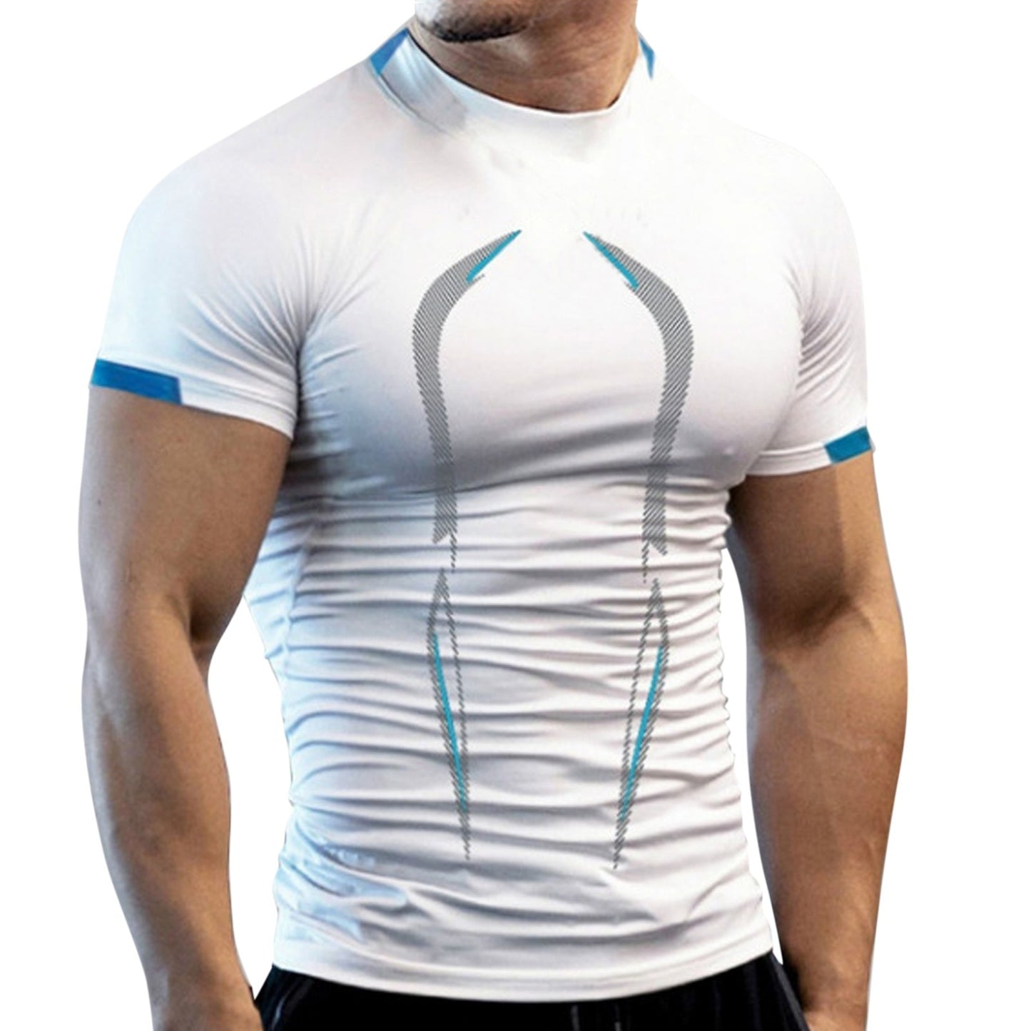 Short Sleeve Breathable Sport T Shirt Men 3d Compression O Neck Quick Dry Men&#39;s Running Tight-Fitting Tshirt Fitness Gym Top