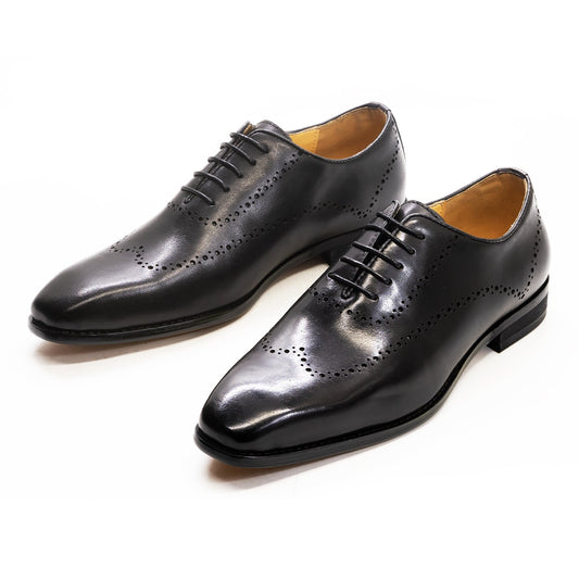 Luxury Italian Formal Shoes Men&#39;s Oxford Genuine Leather Brogue Fashion Wing Tip Black Lace Up Wedding Office Dress Shoe for Men