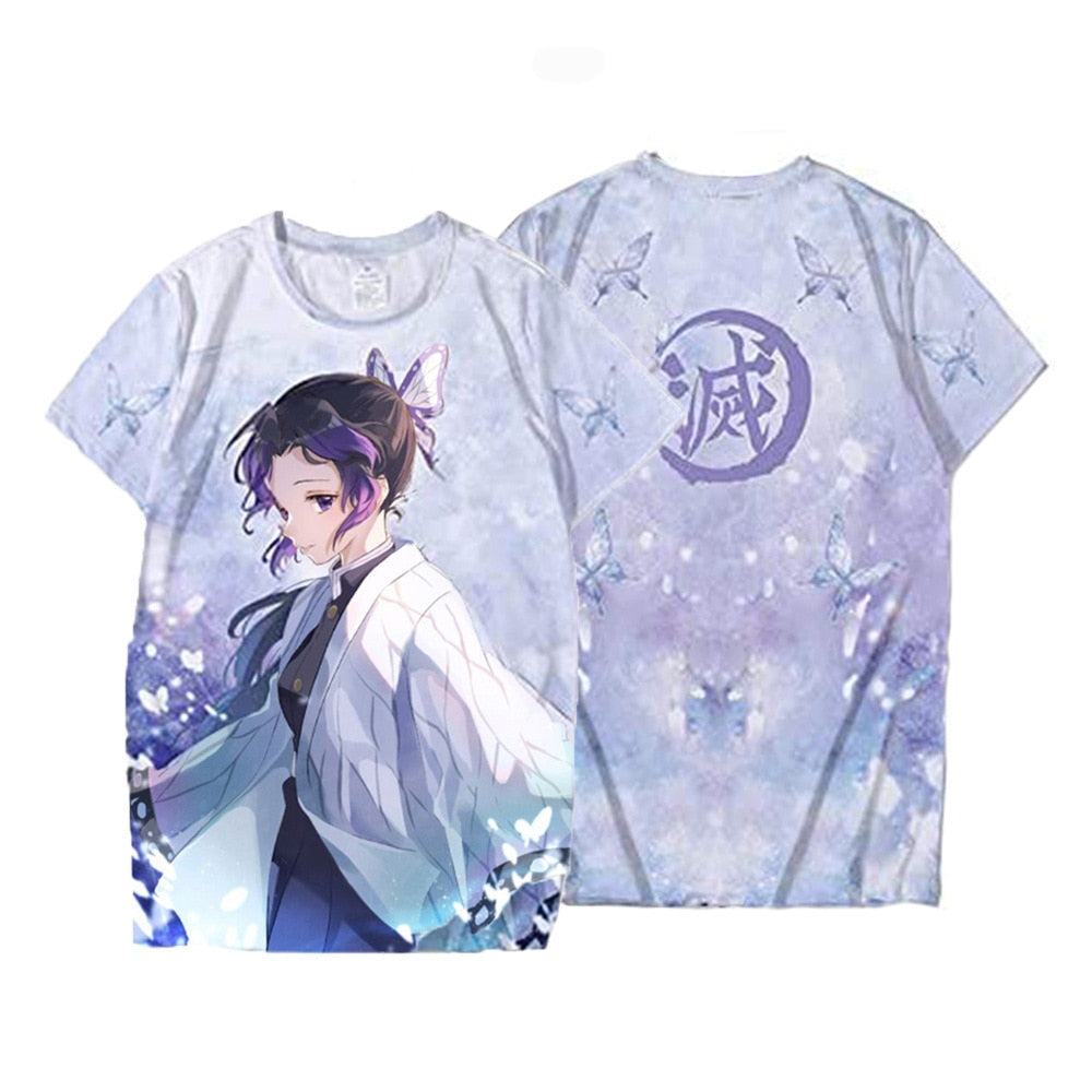 Summer Fashion Anime Demon Slayer Kochou Shinobu 3D T Shirt Kids Casual T-shirt Boy Girl Unisex Clothes Oversized Tshirt Tops