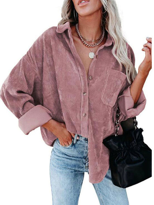 Autumn Corduroy Jacket Woman Long Shirt Jacket Women Button Coat Jackets Women Fashion Overshirt Loose Coat Female 2022