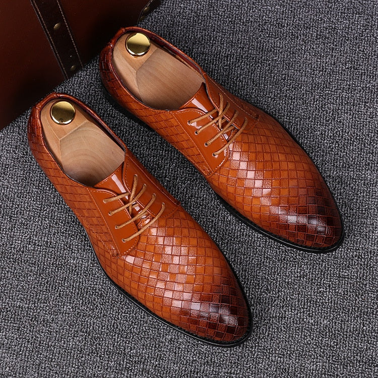 Formal Leather Shoes Men Dress Business Shoes Male Geometric Red Oxfords Party Wedding Casual Men's Flats Chaussure Homme88