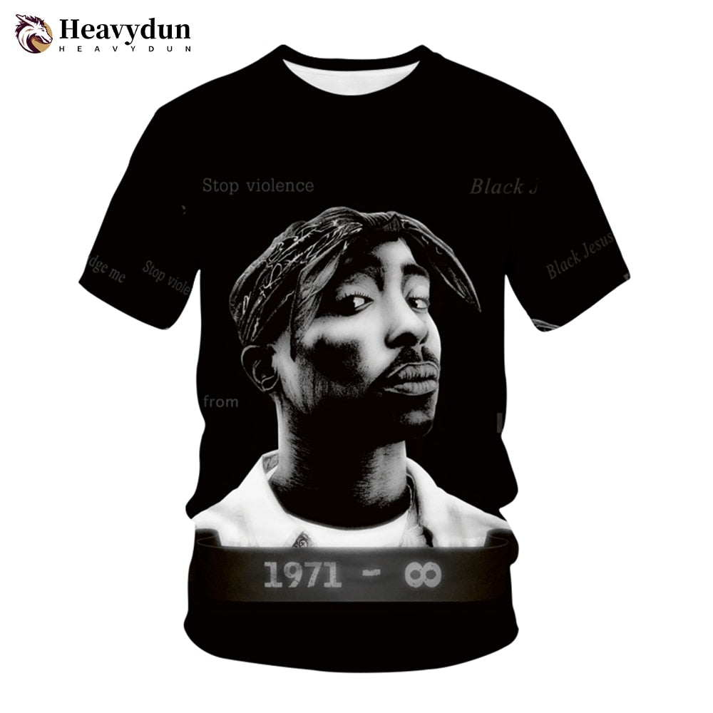 2Pac T-shirt Rapper Star Tupac 3D Print Streetwear Men Women Casual O-Neck T Shirt Rap Singer Hip Hop Music Tshirt Tops Clothing