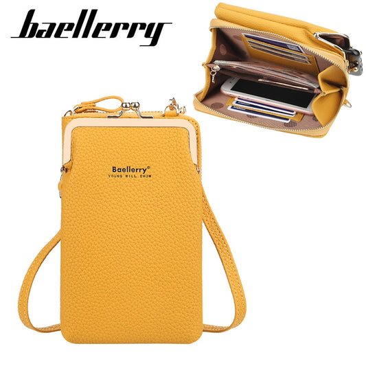 Baellerry Women Shoulder Crossbody Bags Fashion Female Cellphone Bag Daily Use Card Holder Yellow Clutch Purse Woman&#39;s Wallets