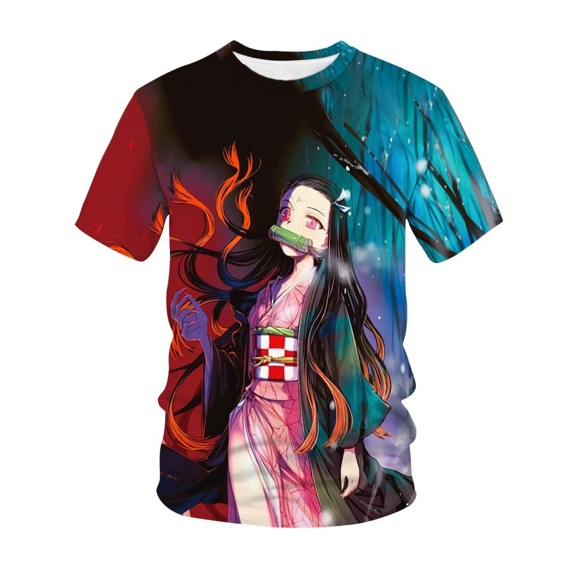 Summer Fashion Anime Demon Slayer Kochou Shinobu 3D T Shirt Kids Casual T-shirt Boy Girl Unisex Clothes Oversized Tshirt Tops