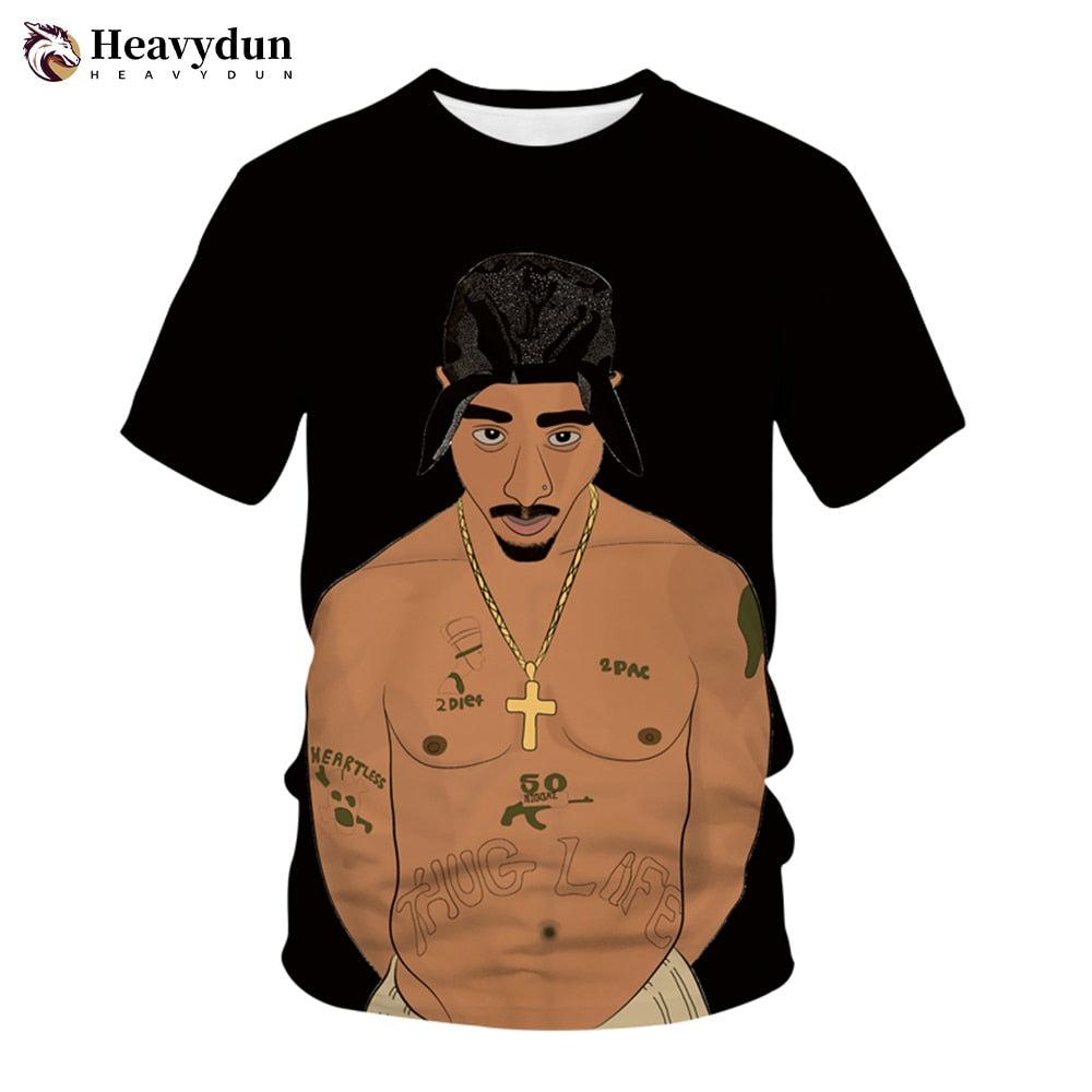 2Pac T-shirt Rapper Star Tupac 3D Print Streetwear Men Women Casual O-Neck T Shirt Rap Singer Hip Hop Music Tshirt Tops Clothing