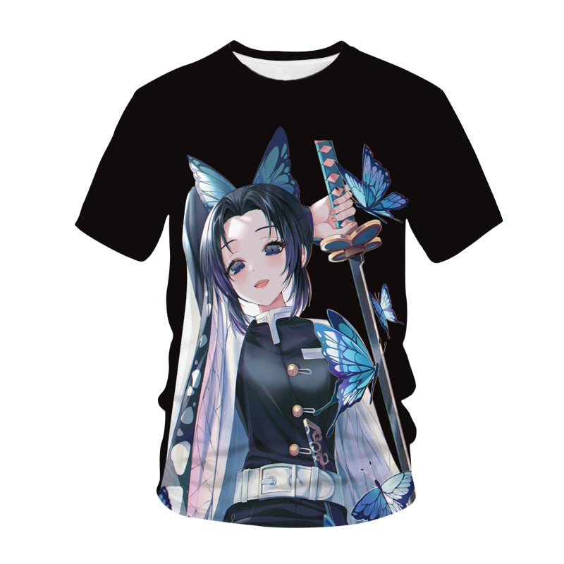 Summer Fashion Anime Demon Slayer Kochou Shinobu 3D T Shirt Kids Casual T-shirt Boy Girl Unisex Clothes Oversized Tshirt Tops