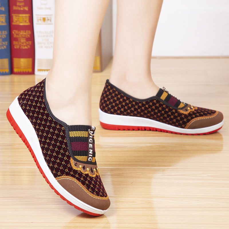 Spring and Autumn Cloth Shoes Women&#39;s Single Shoes Soft Soled Anti Slip Shoes Middle-aged and Old Mothers Womens Walking Shoes