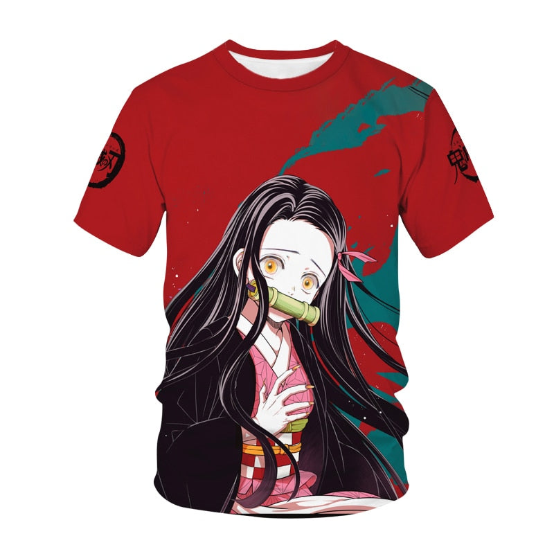 Summer Fashion Anime Demon Slayer Kochou Shinobu 3D T Shirt Kids Casual T-shirt Boy Girl Unisex Clothes Oversized Tshirt Tops