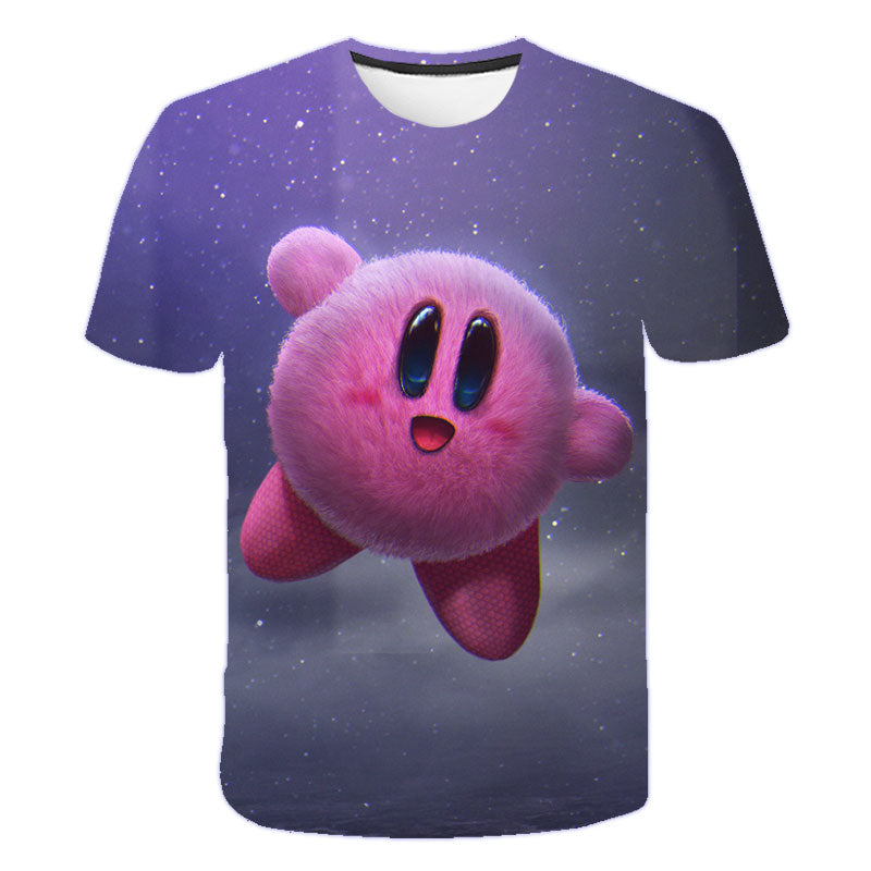 Girls 3D Kirby Print T-shirts Cute Kirbys Tshirt Girls Summer Tees Top Clothing Children Cartoon Clothes Casual Teen T Shirt