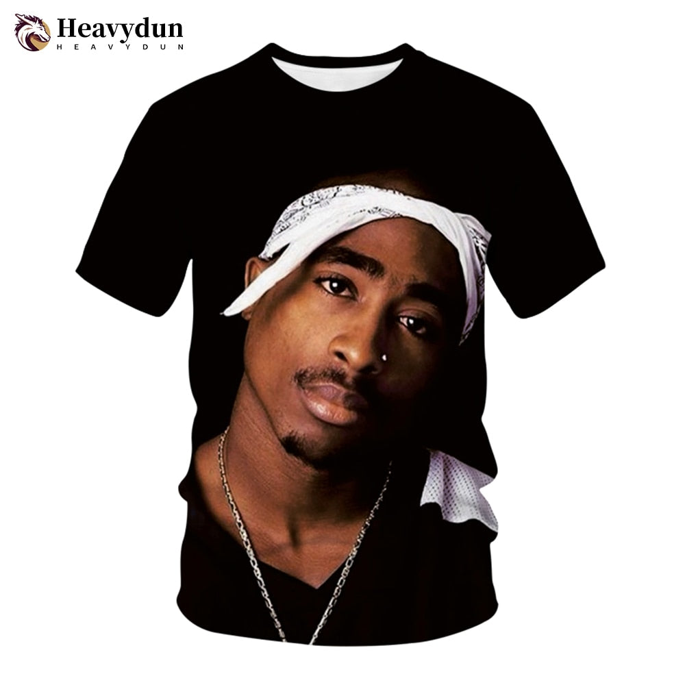 2Pac T-shirt Rapper Star Tupac 3D Print Streetwear Men Women Casual O-Neck T Shirt Rap Singer Hip Hop Music Tshirt Tops Clothing