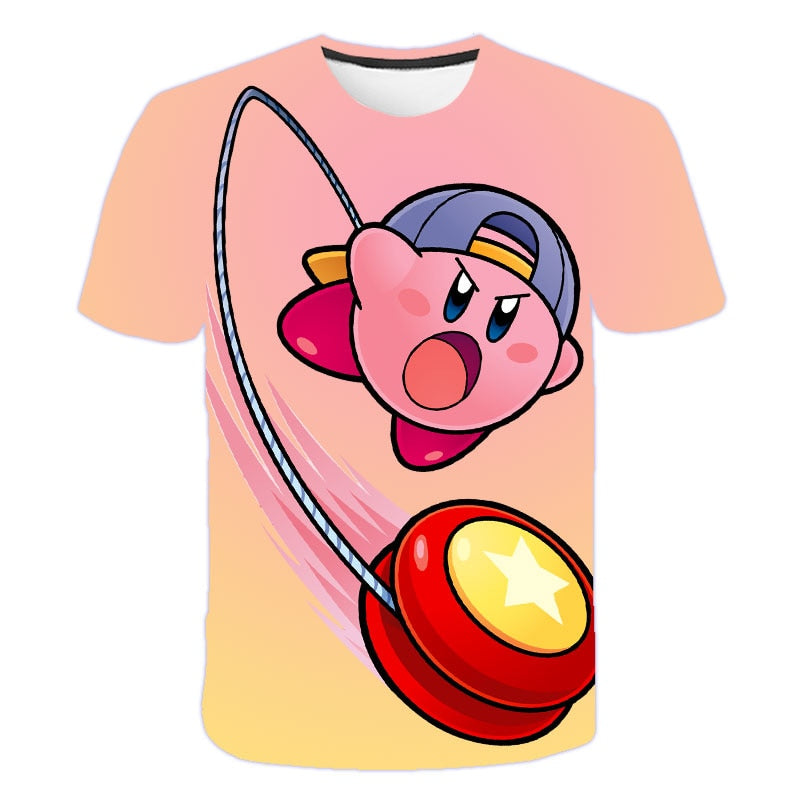 Girls 3D Kirby Print T-shirts Cute Kirbys Tshirt Girls Summer Tees Top Clothing Children Cartoon Clothes Casual Teen T Shirt