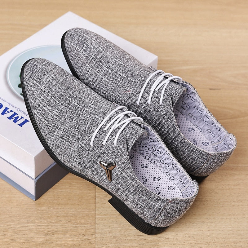 Men's Plus Size Shoes Breathable Pointed Linen Canvas Dress Shoes for Men Business Casual Shoes Male Beijing Old Cloth Footwear