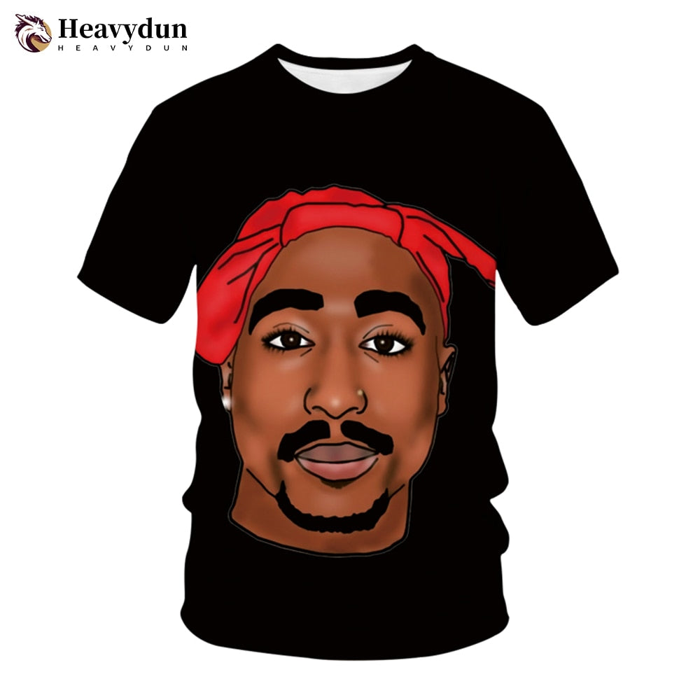 2Pac T-shirt Rapper Star Tupac 3D Print Streetwear Men Women Casual O-Neck T Shirt Rap Singer Hip Hop Music Tshirt Tops Clothing