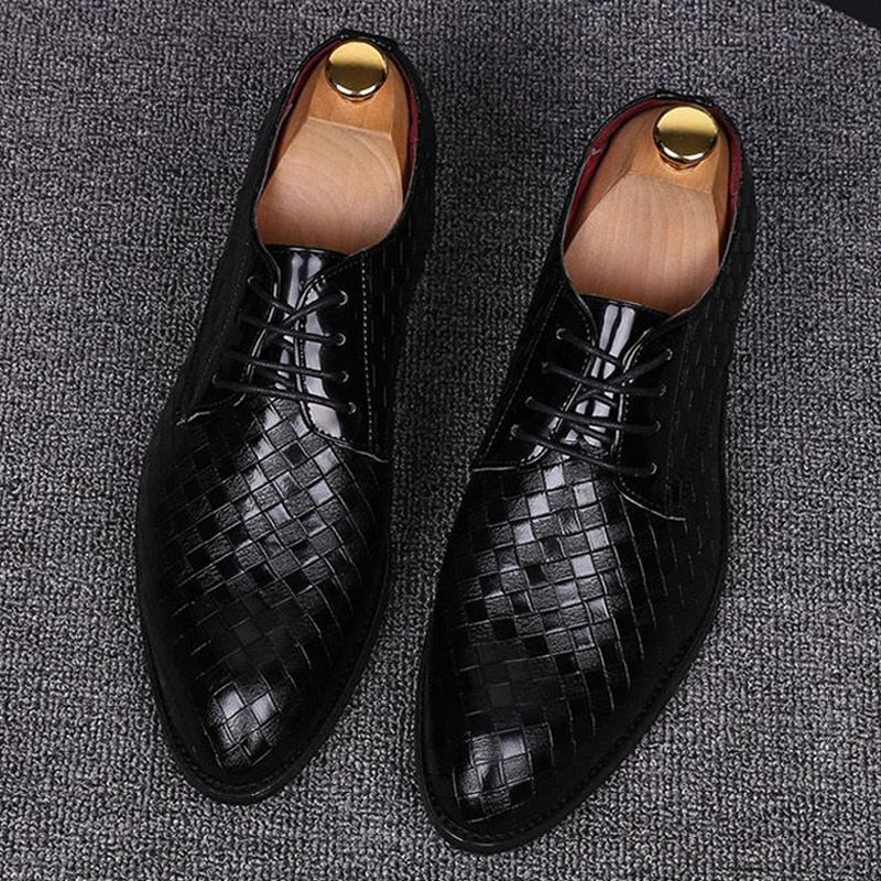 Formal Leather Shoes Men Dress Business Shoes Male Geometric Red Oxfords Party Wedding Casual Men's Flats Chaussure Homme88