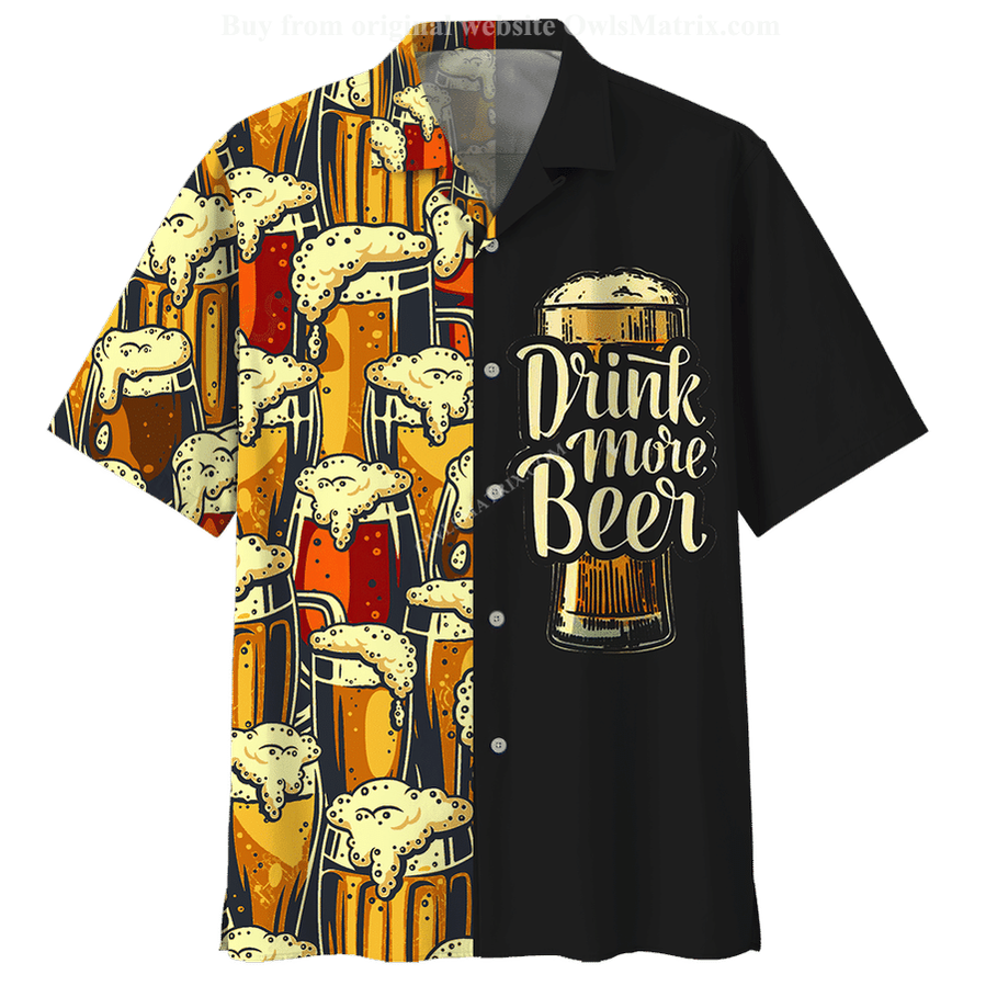 Hawaiian Shirt 3d Print Beer Short-sleeved Cuban Shirt Beach Wear Tshirt Top Party Vintage Style For Men Women Men's Clothing