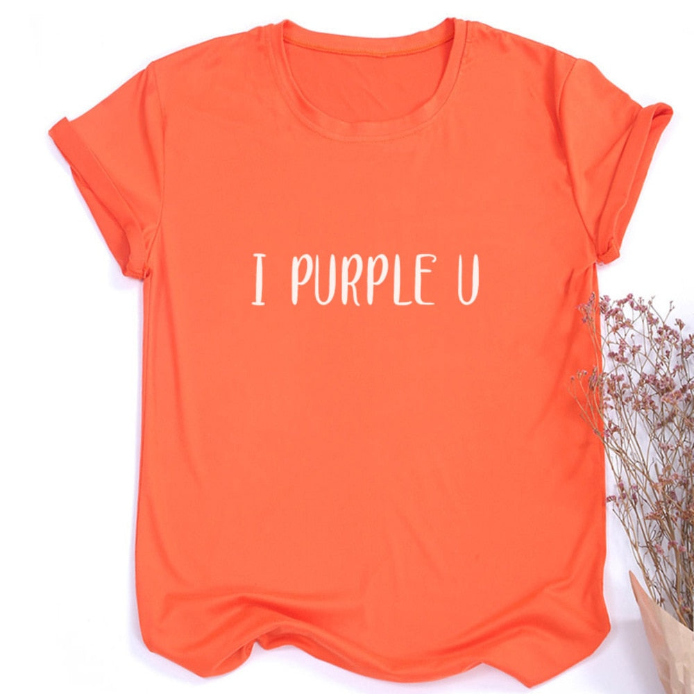 Female Short Sleeve KPOP I PURPLE U T-shirt Aesthetic High Quality Haut Femme Summer Top Tee Shirt Streetwear Cute Tshirts