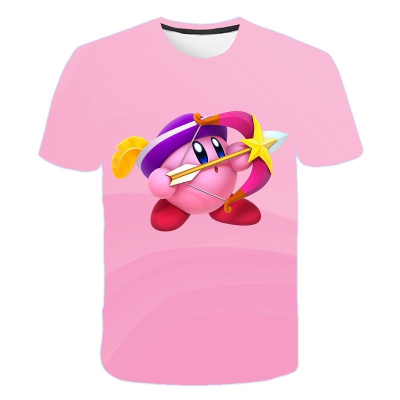 Girls 3D Kirby Print T-shirts Cute Kirbys Tshirt Girls Summer Tees Top Clothing Children Cartoon Clothes Casual Teen T Shirt