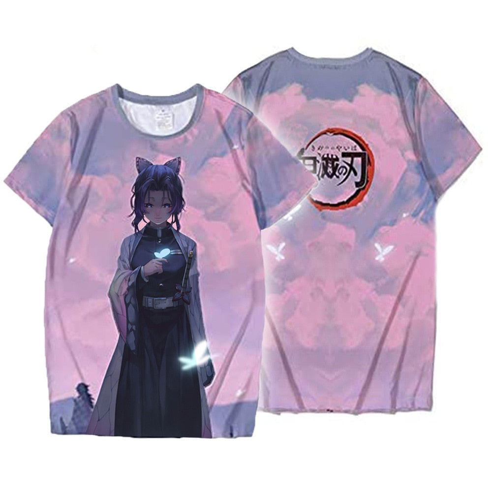 Summer Fashion Anime Demon Slayer Kochou Shinobu 3D T Shirt Kids Casual T-shirt Boy Girl Unisex Clothes Oversized Tshirt Tops