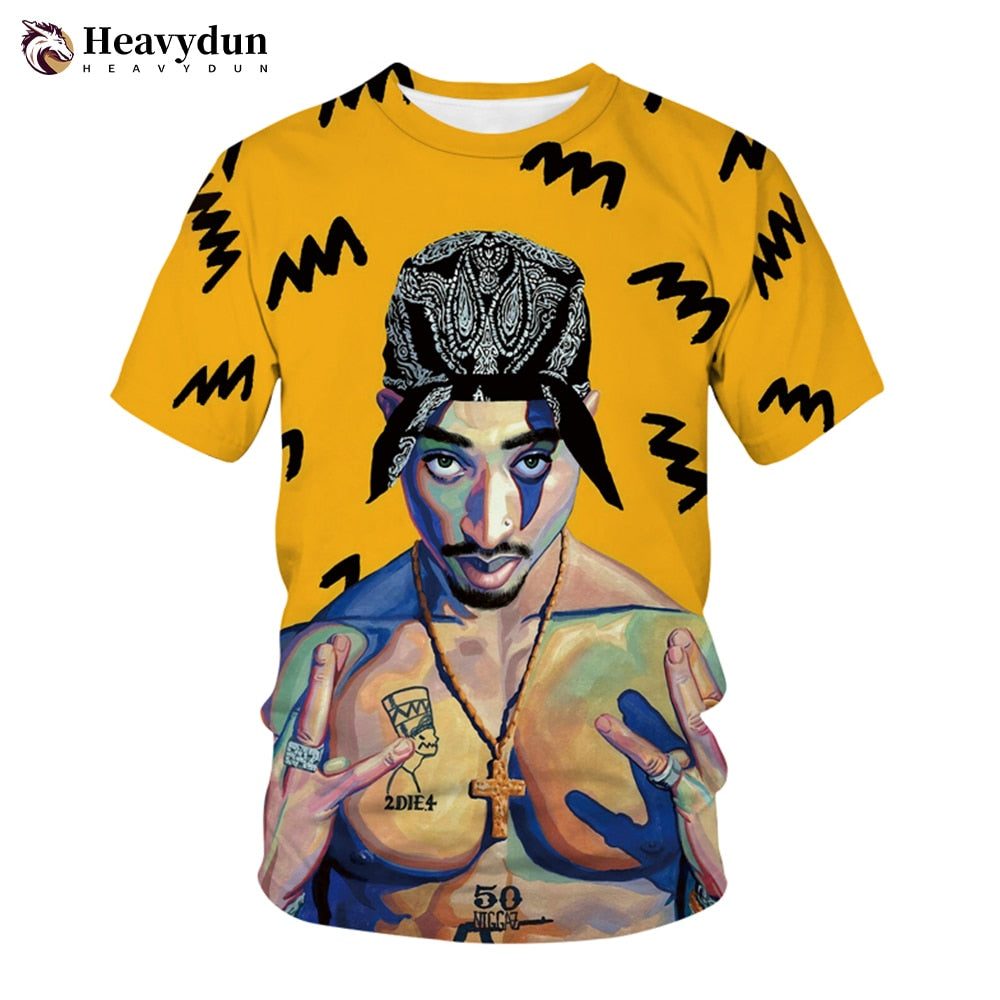 2Pac T-shirt Rapper Star Tupac 3D Print Streetwear Men Women Casual O-Neck T Shirt Rap Singer Hip Hop Music Tshirt Tops Clothing