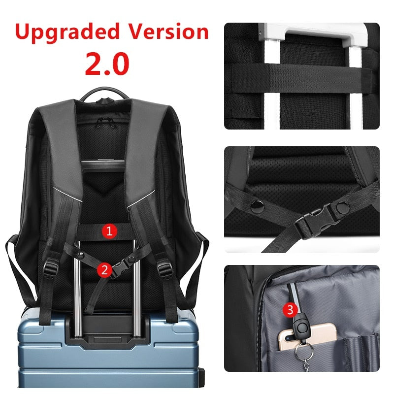 EURCOOL 17 Inch Laptop Backpack For Men Waterproof Functional with USB Charging Backpacks Male Business Men&#39;s Rucksack Mochila