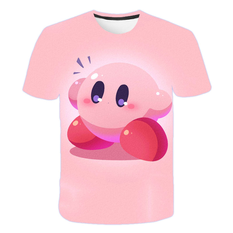 Girls 3D Kirby Print T-shirts Cute Kirbys Tshirt Girls Summer Tees Top Clothing Children Cartoon Clothes Casual Teen T Shirt