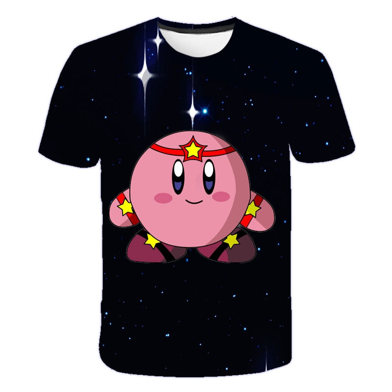 Girls 3D Kirby Print T-shirts Cute Kirbys Tshirt Girls Summer Tees Top Clothing Children Cartoon Clothes Casual Teen T Shirt