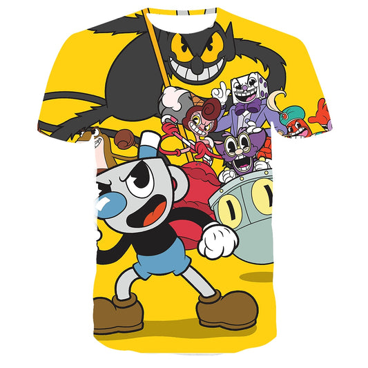 3D Cuphead Mugman Game Kids T-Shirt Print Girls Boys Children Tops Kids Clothes Baby Tshirts Teen Clothing T-shirt