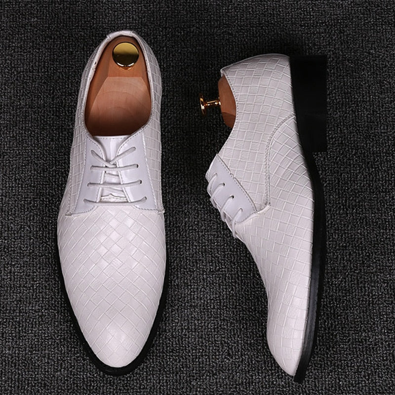 Formal Leather Shoes Men Dress Business Shoes Male Geometric Red Oxfords Party Wedding Casual Men's Flats Chaussure Homme88