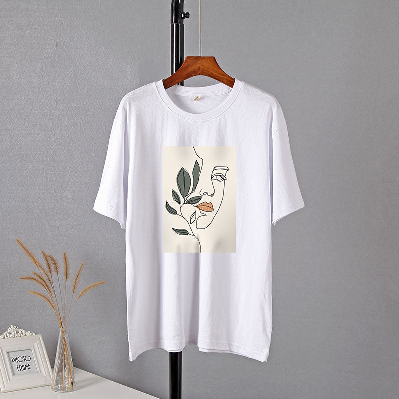 WYWM Summer Casual Harajuku Woman Tshirts Simple Character Printed Tshirts Oversized O-neck Tee Shirts Short Sleeve Female Tops