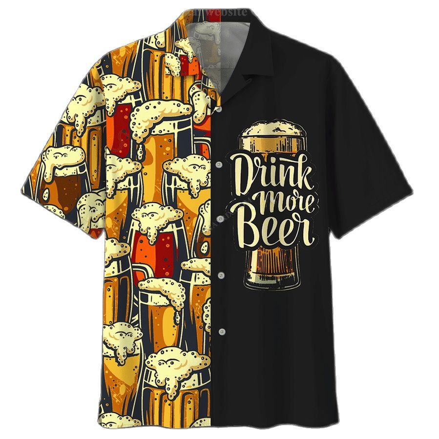 Hawaiian Shirt 3d Print Beer Short-sleeved Cuban Shirt Beach Wear Tshirt Top Party Vintage Style For Men Women Men's Clothing