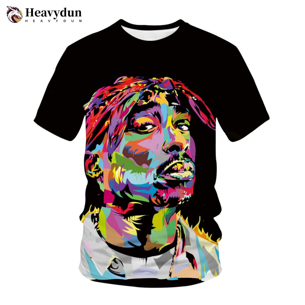 2Pac T-shirt Rapper Star Tupac 3D Print Streetwear Men Women Casual O-Neck T Shirt Rap Singer Hip Hop Music Tshirt Tops Clothing