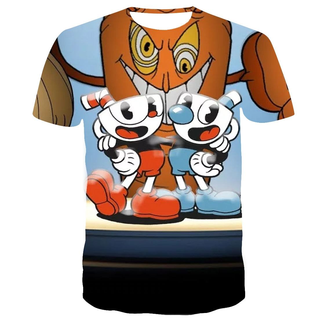 3D Cuphead Mugman Game Kids T-Shirt Print Girls Boys Children Tops Kids Clothes Baby Tshirts Teen Clothing T-shirt