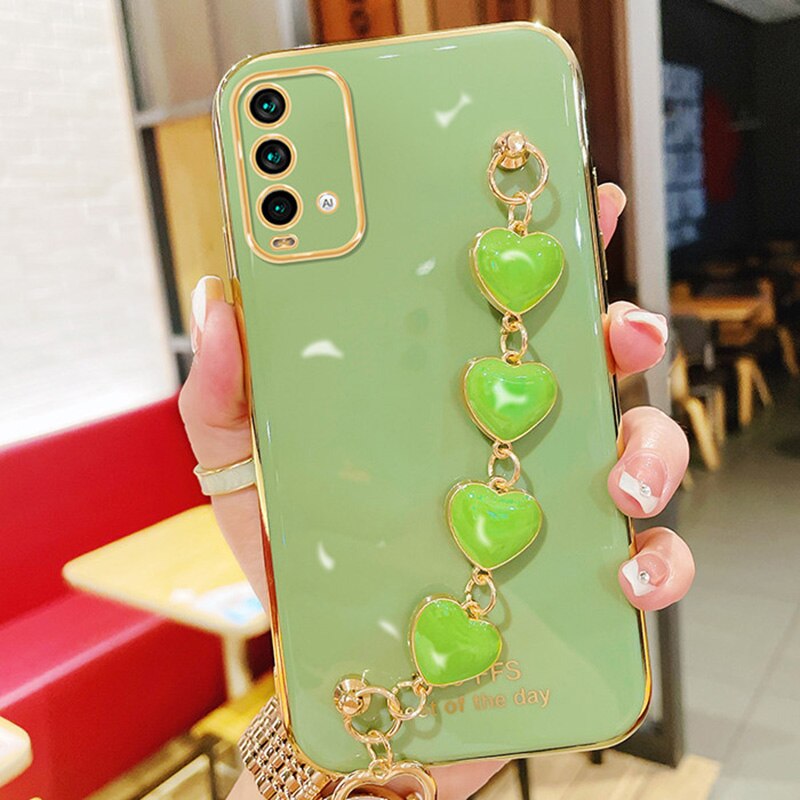 For Redmi Note11 Case Luxury Electroplated Heart Bracelet Holder Cases For Redmi Note 10 10S 10Pro 9S 9T 8Pro 8T 7 7A 8A 9 9A 9C