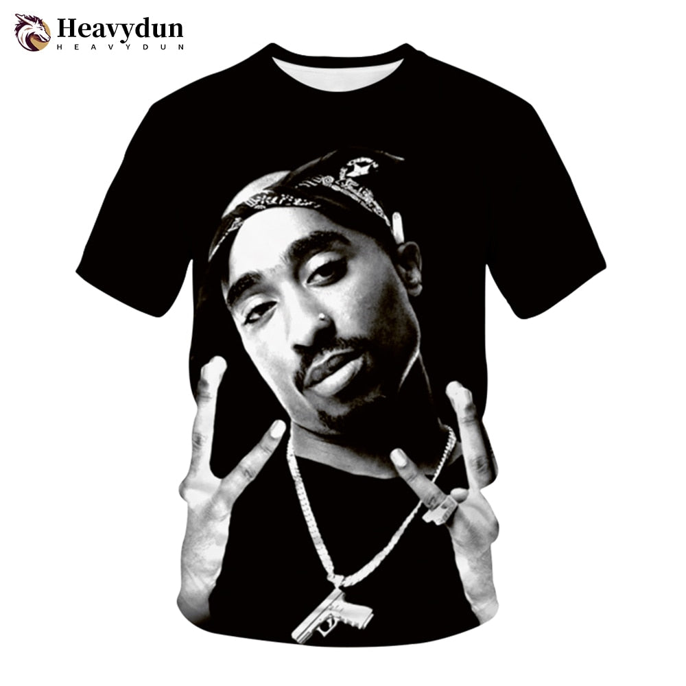 2Pac T-shirt Rapper Star Tupac 3D Print Streetwear Men Women Casual O-Neck T Shirt Rap Singer Hip Hop Music Tshirt Tops Clothing