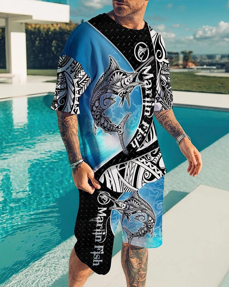 Summer New Fashion 2 Piece Sets Tracksuit Men's Oversized Clothes Retro Beach Style 3D Printed t shirts Men Suit Tshirt Shorts