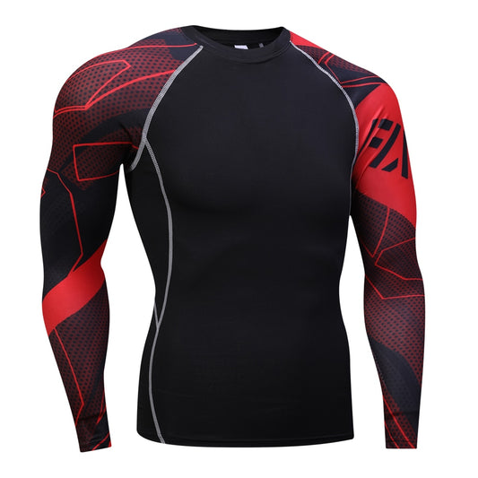 Compression Shirt Men's Base Tshirts Tight-Fitting Second Skin Technical Printing Long Sleeve Bodybuilding Tops