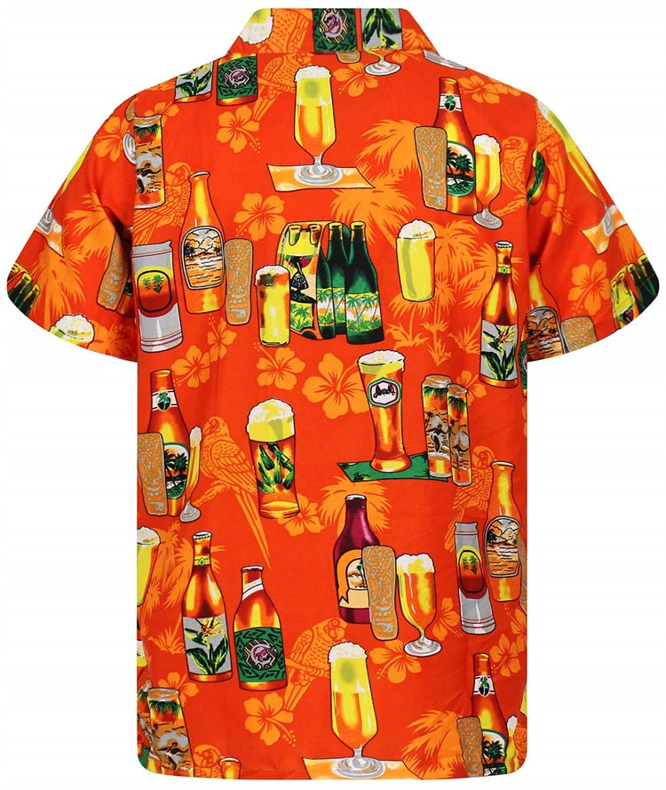 Hawaiian Shirt 3d Print Beer Short-sleeved Cuban Shirt Beach Wear Tshirt Top Party Vintage Style For Men Women Men's Clothing