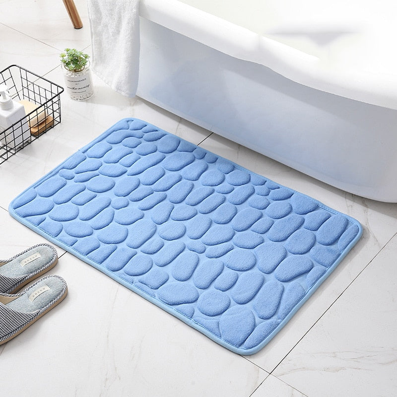 Cobblestone Embossed Bathroom Bath Mat Non-slip Carpets In Wash Basin Bathtub Side Floor Rug Shower Room Doormat Memory Foam Pad