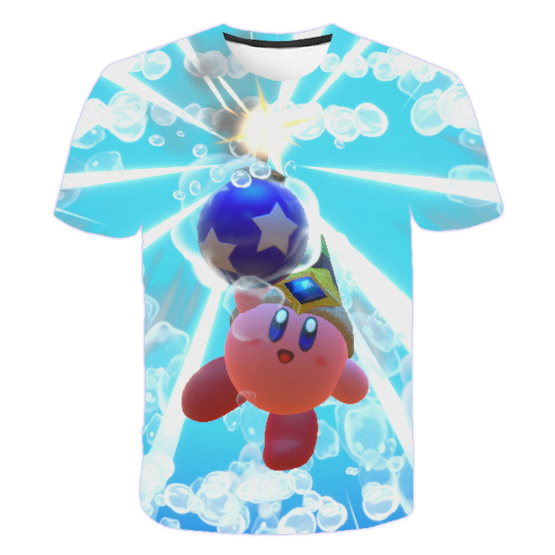 Girls 3D Kirby Print T-shirts Cute Kirbys Tshirt Girls Summer Tees Top Clothing Children Cartoon Clothes Casual Teen T Shirt