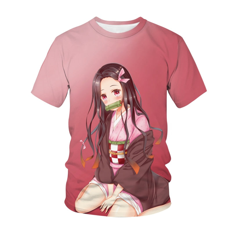 Summer Fashion Anime Demon Slayer Kochou Shinobu 3D T Shirt Kids Casual T-shirt Boy Girl Unisex Clothes Oversized Tshirt Tops