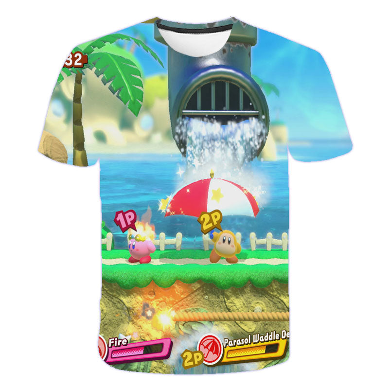 Girls 3D Kirby Print T-shirts Cute Kirbys Tshirt Girls Summer Tees Top Clothing Children Cartoon Clothes Casual Teen T Shirt