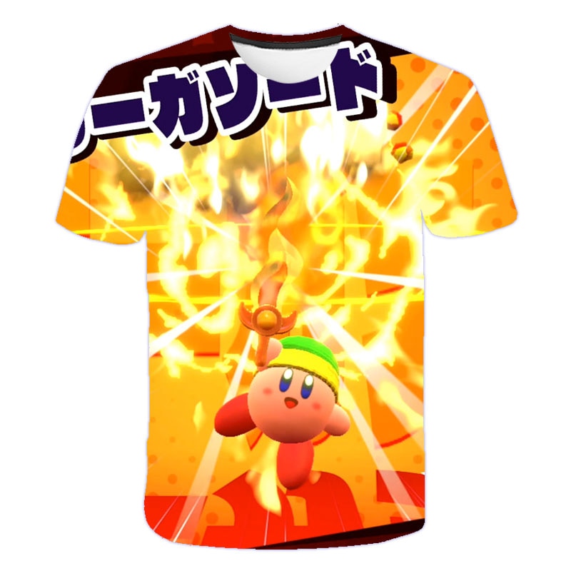 Girls 3D Kirby Print T-shirts Cute Kirbys Tshirt Girls Summer Tees Top Clothing Children Cartoon Clothes Casual Teen T Shirt