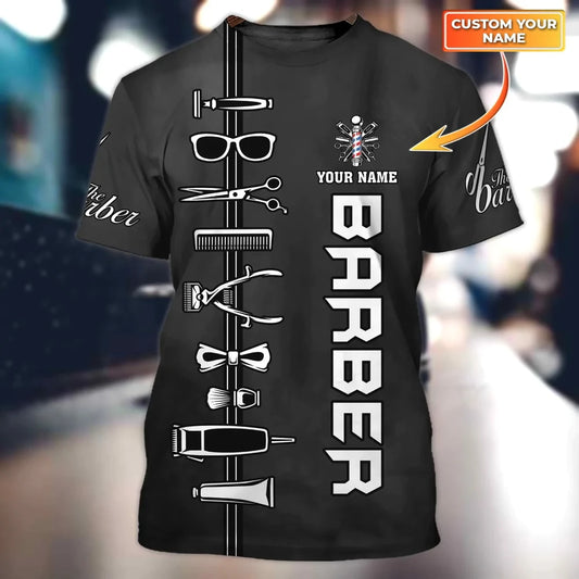 Barber life shirt Summer Mens t shirt Personalized Name Barber 3D All Over printed Unisex Tshirt Cool Casual T-shirt DW62