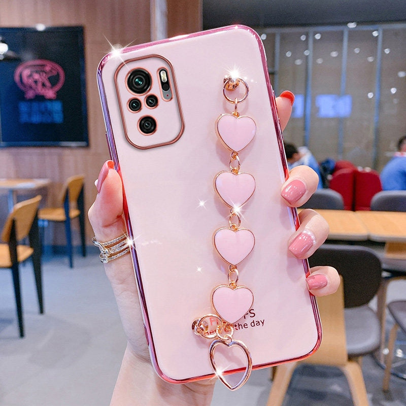 For Redmi Note11 Case Luxury Electroplated Heart Bracelet Holder Cases For Redmi Note 10 10S 10Pro 9S 9T 8Pro 8T 7 7A 8A 9 9A 9C