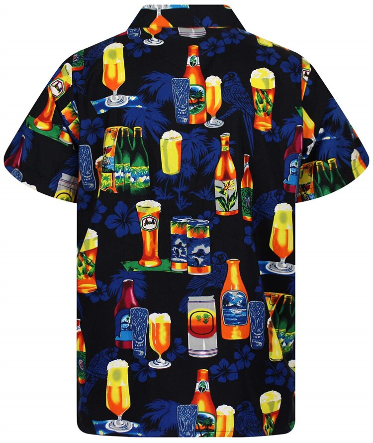 Hawaiian Shirt 3d Print Beer Short-sleeved Cuban Shirt Beach Wear Tshirt Top Party Vintage Style For Men Women Men's Clothing