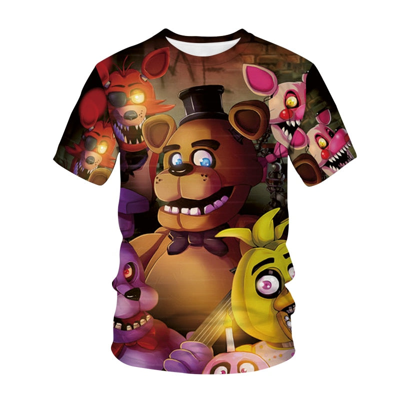 Five Night At Freddy T-shirt Horror Game FNAF 3D Print Streetwear Men Women Fashion T Shirt Children Tshirt Kids Boy Girl Tops