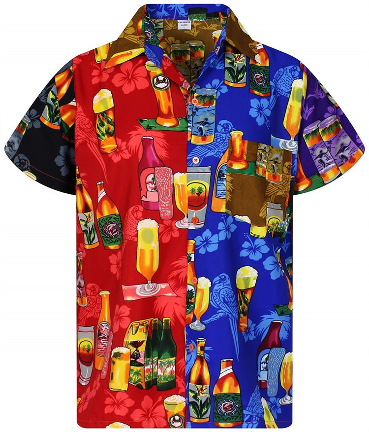 Hawaiian Shirt 3d Print Beer Short-sleeved Cuban Shirt Beach Wear Tshirt Top Party Vintage Style For Men Women Men's Clothing